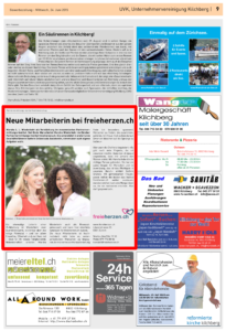 Zeitungsausschnitt von freieherzen.ch in der Gewerbezeitung vom Juni 2015
