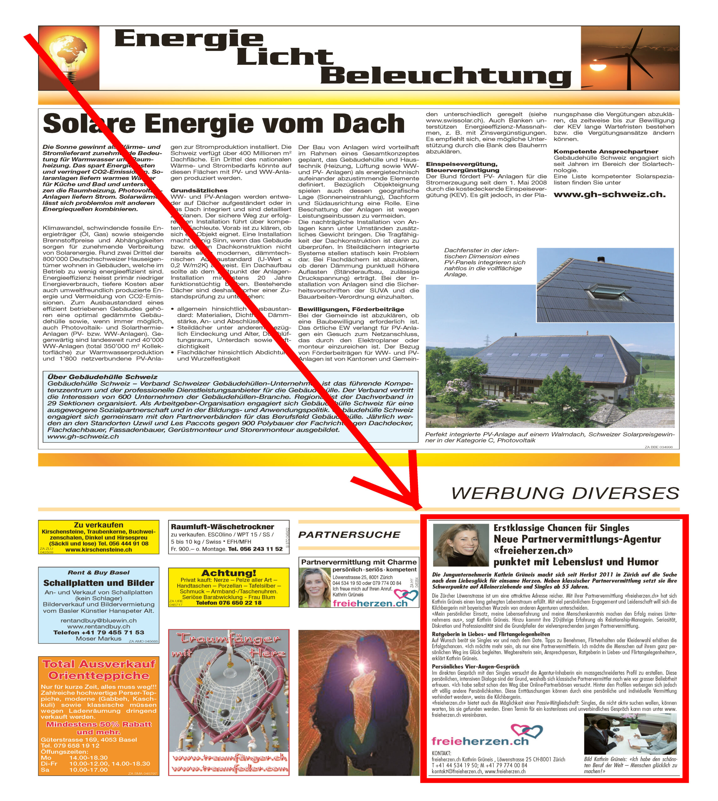 Zeitungsausschnitt von freieherzen.ch im Aargauer-Nord-Anzeiger vom März 2012