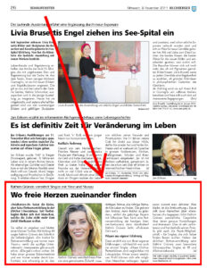 Zeitungsausschnitt von freieherzen.ch im Kilchberger Gemeindeblatt vom November 2011